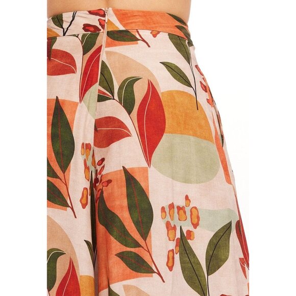 Eva Franco Wide Leg Palazzo Style Floral Summer Pants with Side Pockets NWT - Picture 3 of 4